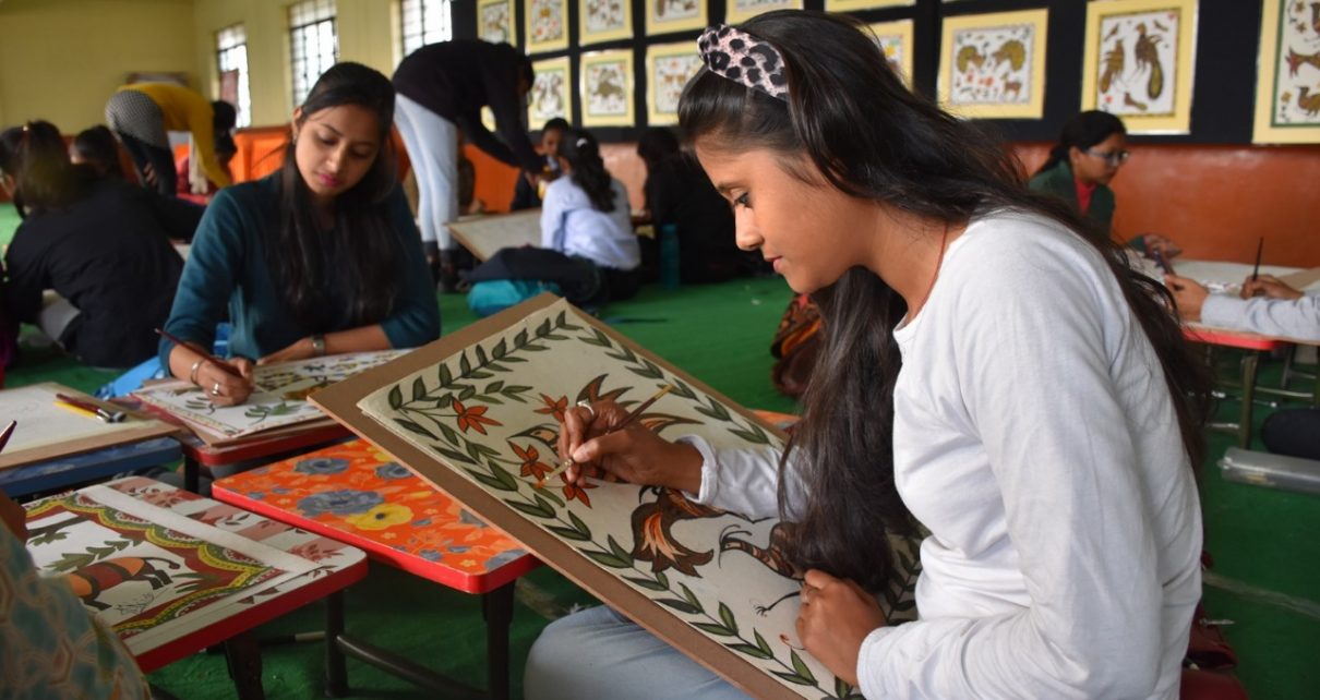 Second day of sohrai painting training camp